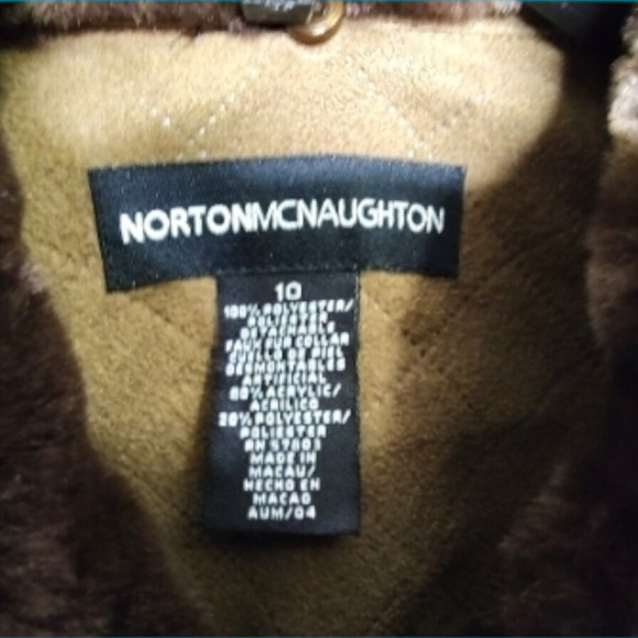 Chore Fall Coat Norton McNaughton Sz 10 Faux Fur Removable Collar Front Pockets - Picture 11 of 12